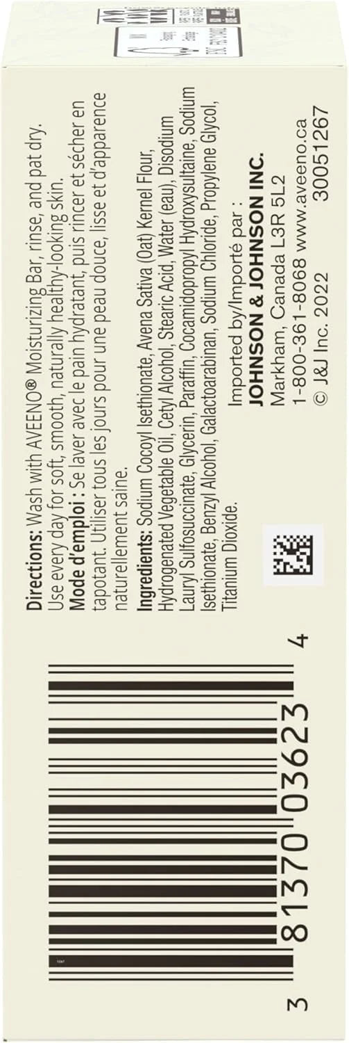 AVEENO Naturals Moisturizing Bar for Dry Skin 3.50 oz (Pack of 8)
