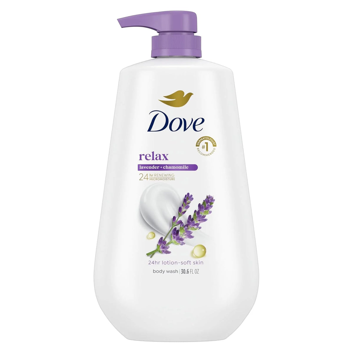 Dove Body Wash Relax Lavender Oil & Chamomile Pump, Sulfate Free, 30.6 Fl Oz (Pack of 3)