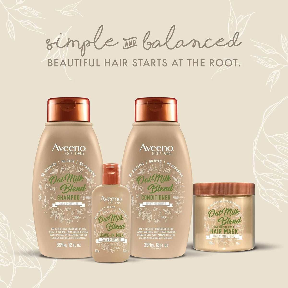 Aveeno Farm-Fresh Oat Milk Leave-In Hair Conditioner Treatment, Lightweight Moisturizer for Dry Damaged Hair, Safe for Color-Treated Hair, Sulfate, Paraben & Dye-Free