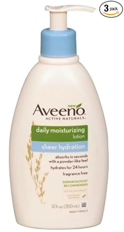 Aveeno Active Naturals Sheer Hydration Daily Moisturizing Lotion 12 oz (Pack of 3)