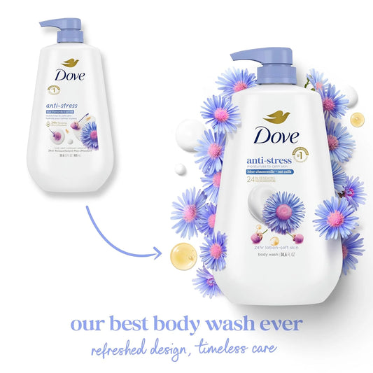 Dove 24hr Anti-Stress Lotion Body Wash, Blue Chamomile & Oat Milk 30.6 oz