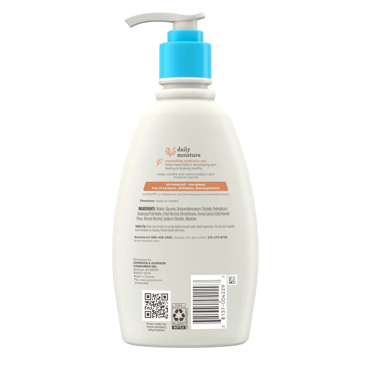 Aveeno Baby Daily Moisture Body Lotion for Sensitive Skin, Hypoallergenic Moisturizing Baby Lotion with Nourishing Oatmeal to Deeply Moisturize Baby's Skin, Fragrance-Free, 12 Fl Oz (Pack of 12)