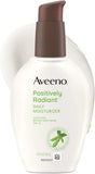 Aveeno Positively Radiant Daily Face Moisturizer with SPF 15 Sunscreen, Hydrating Face Lotion with Soy Extract to Improve Skin Tone and Texture, Hypoallergenic Formula, Oil-Free, 4 Fl Oz (Pack of 12)
