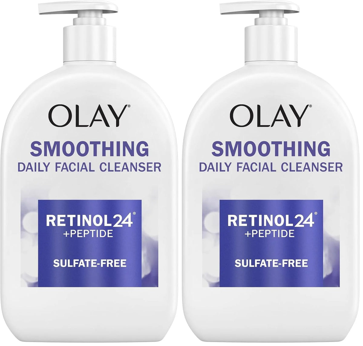 Olay Face Wash Daily Facial Cleanser with Retinol, Peptides and Glycerin, Smoothing and Hydrating Anti Aging Face Wash, Sulfate Free Cream Cleanser for Mature Skin, Daily Use, 16 Oz
