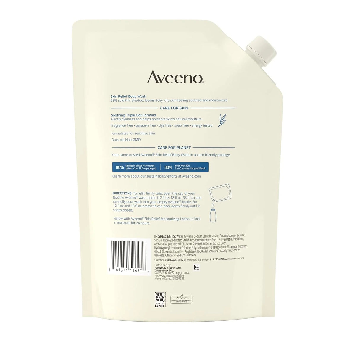 Aveeno Skin Relief Body Wash, Fragrance-Free, 33 fl. oz