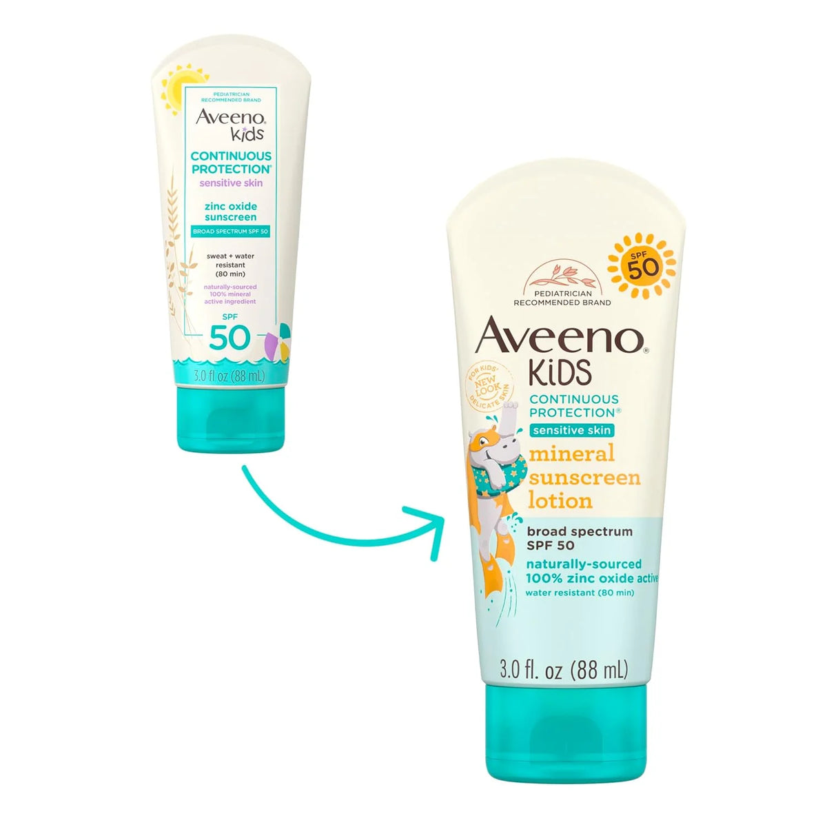 Aveeno Kids Sunscreen Lotion, Broad Spectrum, SPF 50, 3 Fl Oz (Pack of 12)