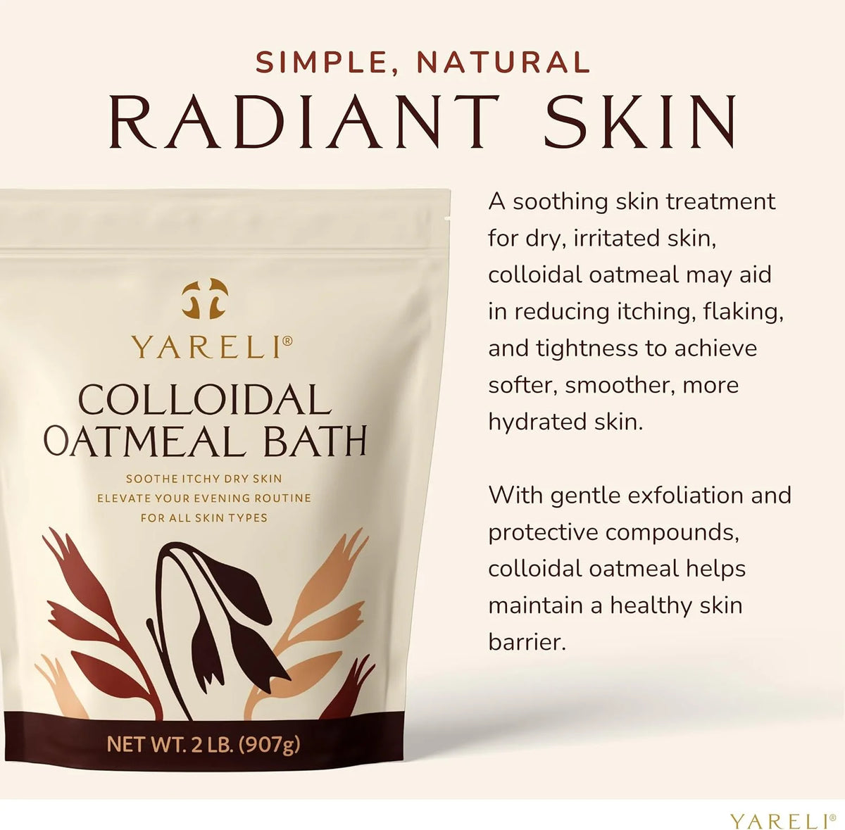 Yareli Colloidal Oatmeal, 2lb (32oz), Bath Powder for Dry Skin for All Ages