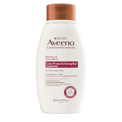 OGX Aveeno Color Protect Strengthen+ Blackberry Quinoa Shampoo, Fresh, 12 Fl Oz