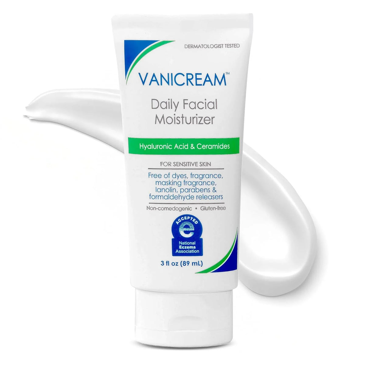 Vanicream Daily Facial Moisturizer With Ceramides and Hyaluronic Acid - Formulated Without Common Irritants for Those with Sensitive Skin, 3 fl oz (Pack of 4)