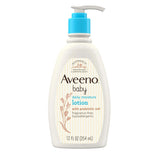 Aveeno Baby Daily Moisture Body Lotion for Sensitive Skin, Hypoallergenic Moisturizing Baby Lotion with Nourishing Oatmeal to Deeply Moisturize Baby's Skin, Fragrance-Free, 12 Fl Oz (Pack of 12)