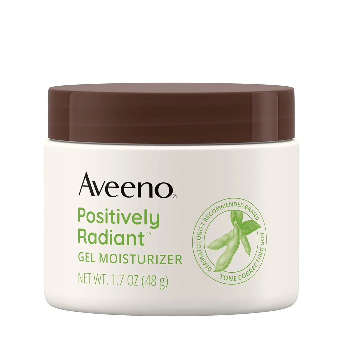 Aveeno Positively Radiant Daily Gel Facial Moisturizer with Hyaluronic Acid & Tone-Correcting Soy,Hydrating & Brightening Gel Face Cream Evens Skin Tone-& Texture,Hypoallergenic,1.7 oz,(Pack of 2)