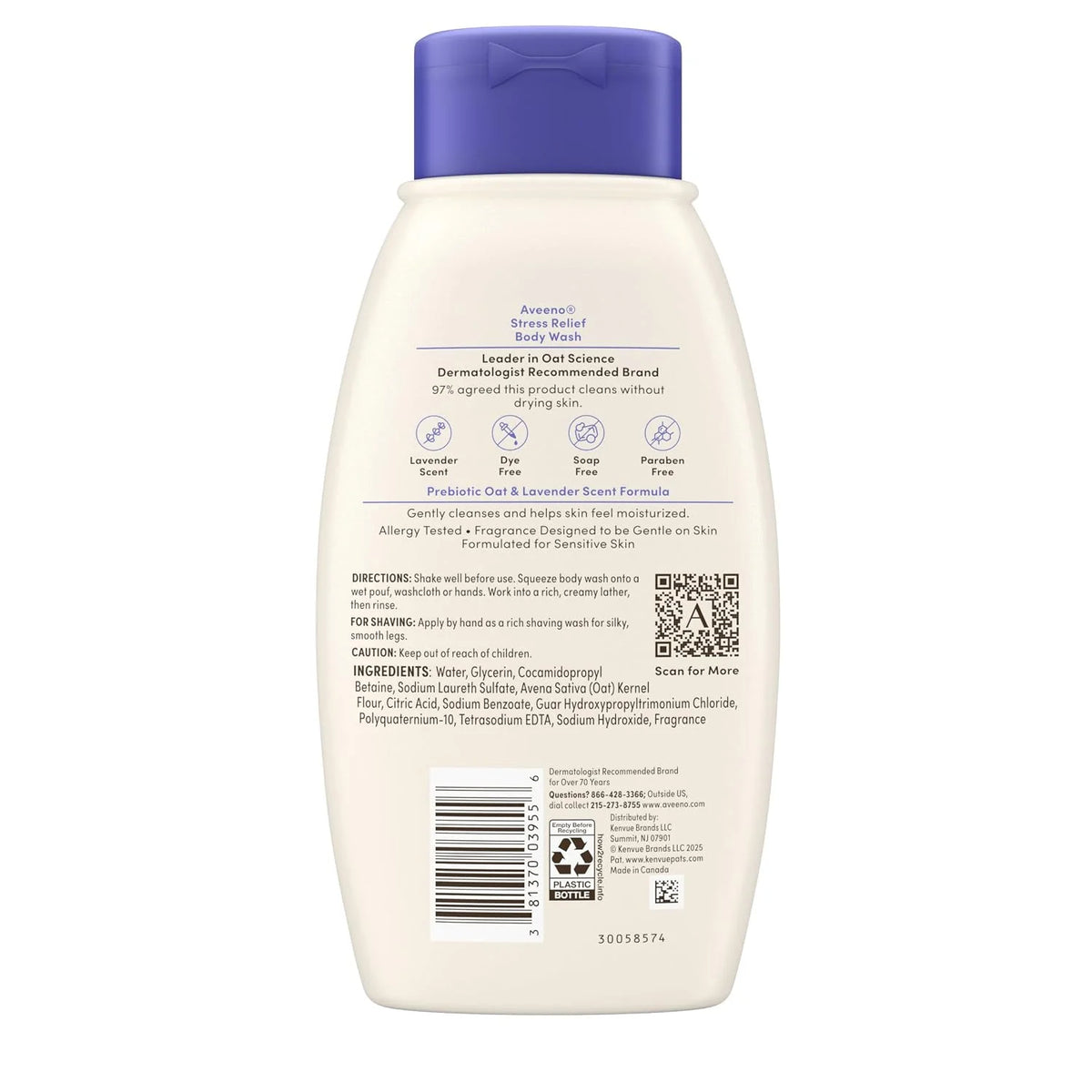 Aveeno Stress Relief Body Wash, Lavender Scent, 12 fl. oz