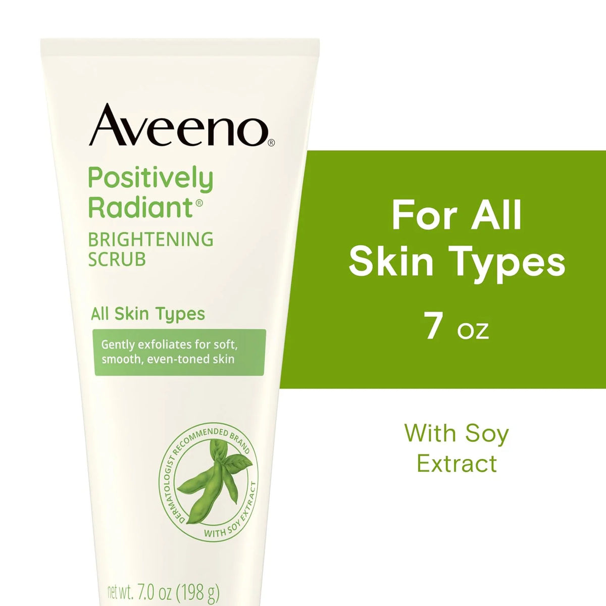 Aveeno Positively Radiant Skin Brightening Exfoliating Daily Facial Scrub, Moisture-Rich Soy Extract, helps improve skin tone & texture, Oil-& Soap-Free, Hypoallergenic, Travel Size, 2 oz, (Pack of 2)
