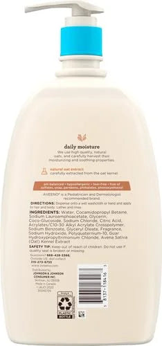 Aveeno Baby Daily Moisture Wash & Shampoo, Tear-Free, 18 fl. oz