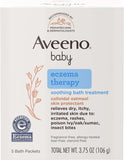Aveeno Baby Eczema Therapy Bath Treatment for Relief of Dry, Itchy and Irritated Skin, Made with Soothing Natural Colloidal Oatmeal, Unscented, 3.75 Oz, 5 Count, Pack of 2
