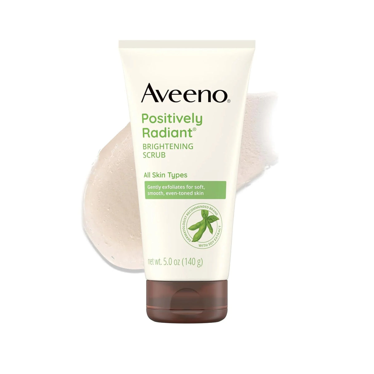 Aveeno Positively Radiant Skin Brightening Exfoliating Daily Facial Scrub, Moisture-Rich Soy Extract, helps improve skin tone & texture, Oil-& Soap-Free, Hypoallergenic, Travel Size, 2 oz, (Pack of 2)