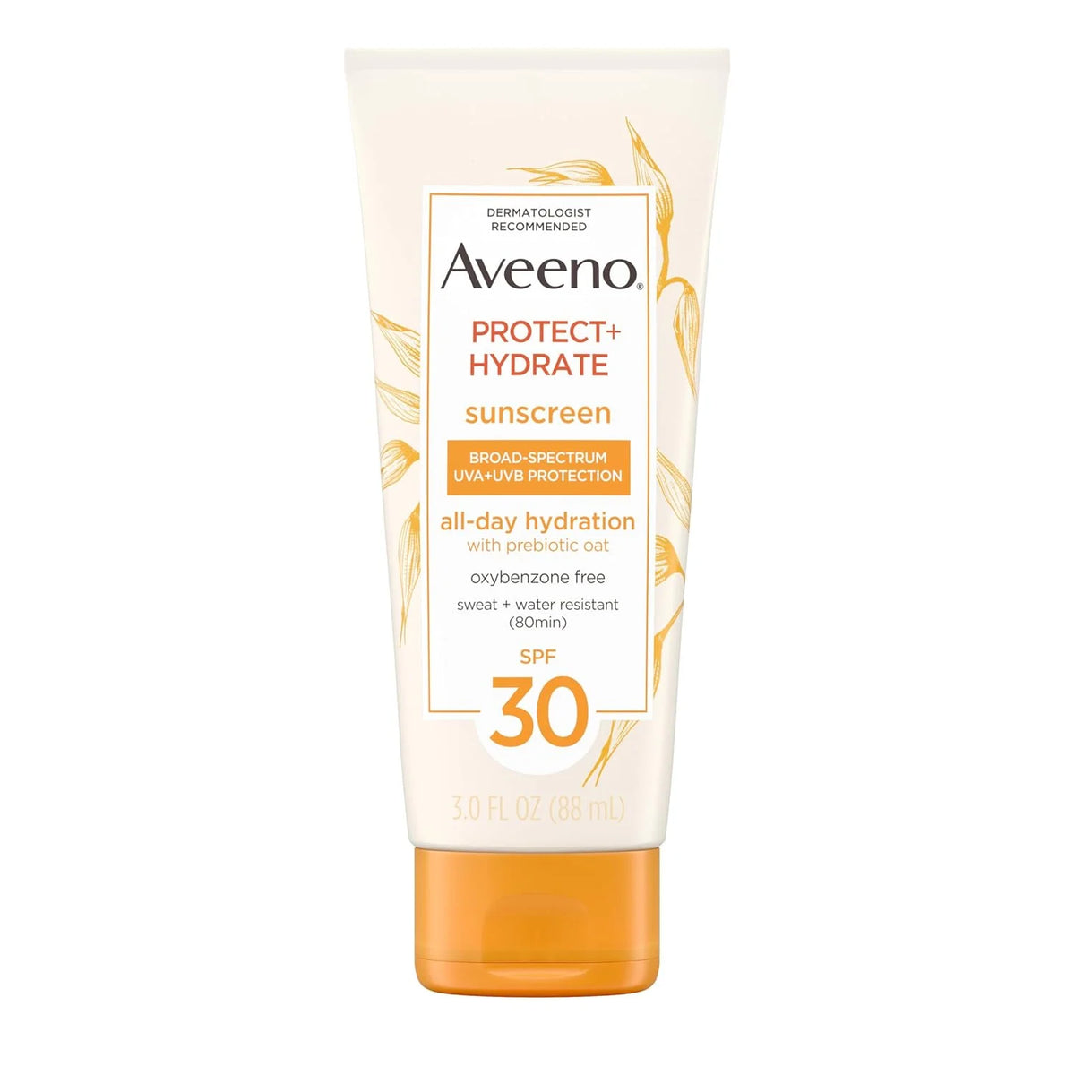 Aveeno Protect + Hydrate Sunscreen Moisturizing Lotion with Prebiotic Oat,Broad Spectrum SPF60,Paraben,& Oil Free,Weightless,Water & Sweat Resistant (80-min) for Sensitive Skin,12 Fl Oz,(Pack of 2)