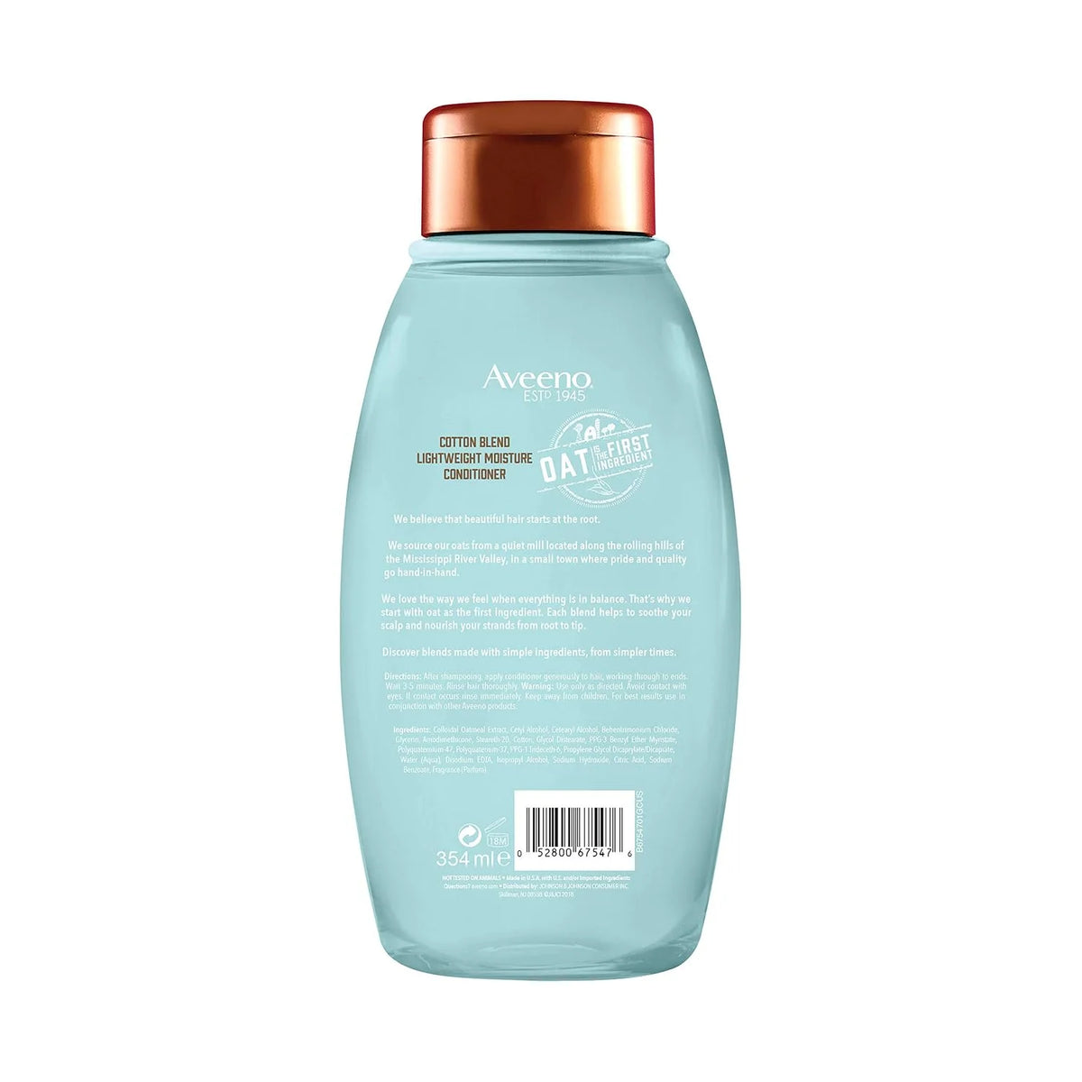Aveeno Cotton Blend SulfateFree Conditioner with for Light Moisture Soothed Scalp Gentle Cleansing Conditioner with Nourishing Oat Paraben DyeFree fl., 12 Fl Oz