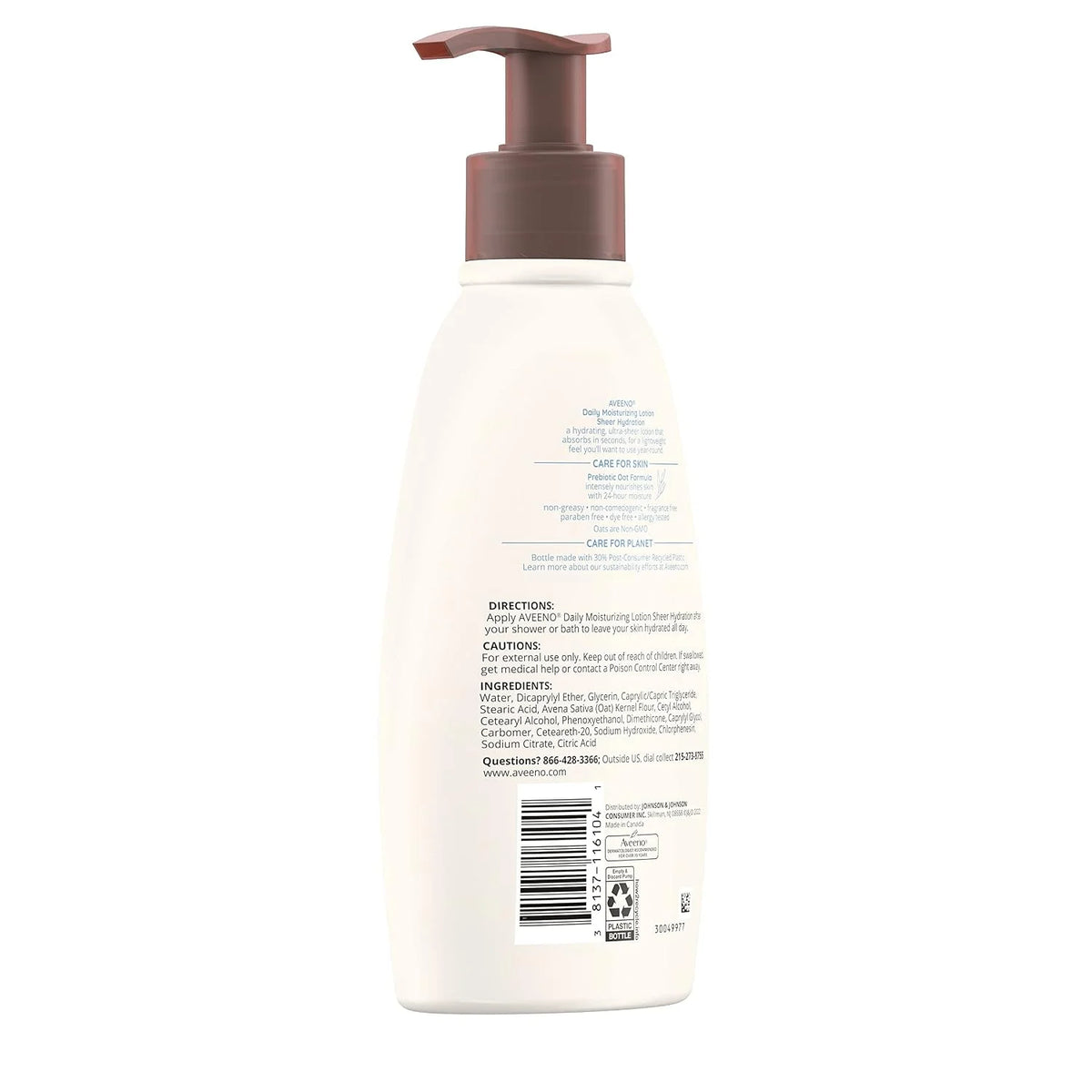 Aveeno Sheer Hydration Fragrance-Free Daily Moisturizing Lotion with Prebiotic Oat for Dry Skin, Lightweight, Fast-Absorbing Body Moisturizer Nourishes Skin with 48-hour Moisture, 18 fl oz (Pack of 2)