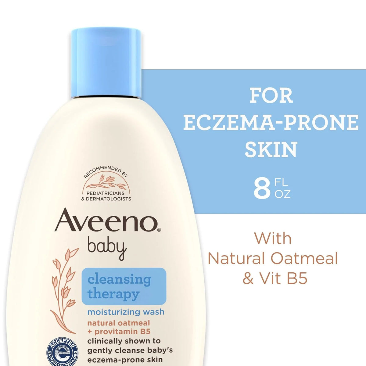 Aveeno Baby Cleansing Therapy Moisturizing Baby Body Wash with Natural Oatmeal & ProVitamin B5, Gentle Tear-Free Baby-Bath Wash for Sensitive & Eczema-Prone Skin, Hypoallergenic, 8 oz (Pack of 2)