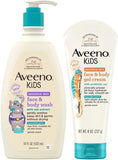 Aveeno Kids Sensitive Skin Face & Body Wash With Oat Extract, 18 fl. Oz with Aveeno Sensitive Skin Face & Body Gel Cream for Kids with Prebiotic Oat, 8 oz