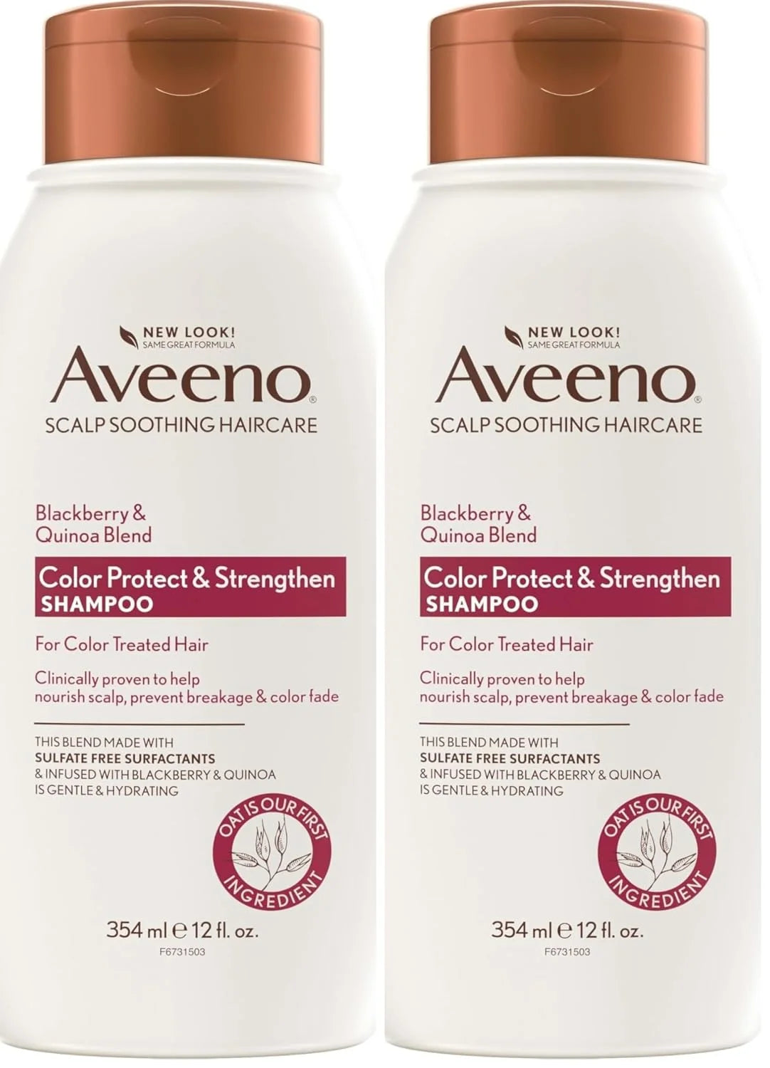 OGX Aveeno Color Protect Strengthen+ Blackberry Quinoa Shampoo, Fresh, 12 Fl Oz