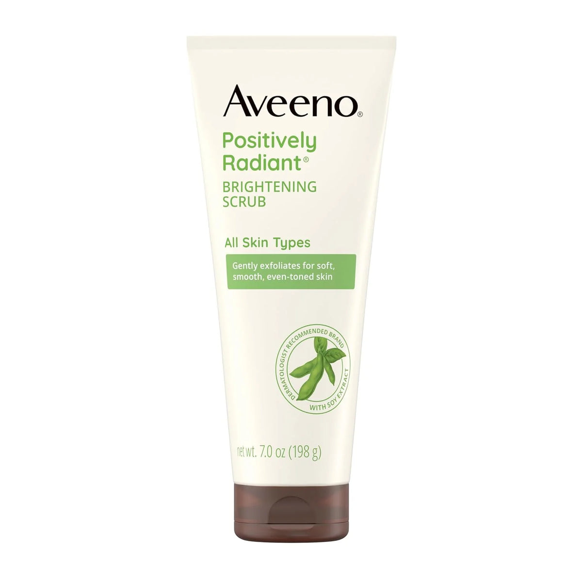 Aveeno Positively Radiant Skin Brightening Exfoliating Daily Facial Scrub, Moisture-Rich Soy Extract, helps improve skin tone & texture, Oil-& Soap-Free, Hypoallergenic, Travel Size, 2 oz, (Pack of 2)