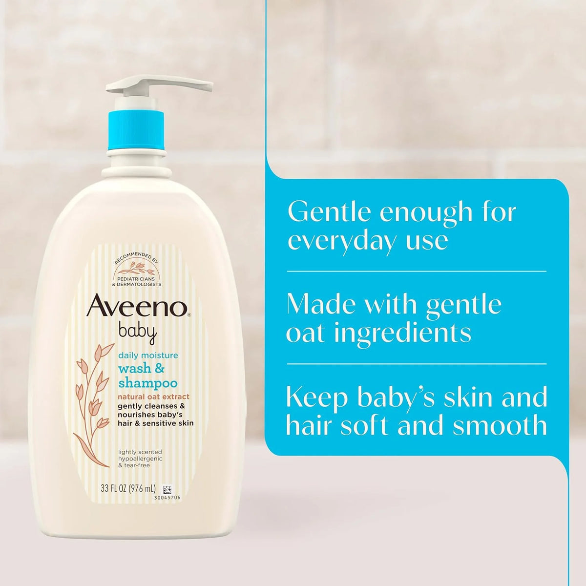 Aveeno Baby Daily Moisture Wash & Shampoo, Tear-Free, 18 fl. oz