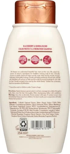 OGX Aveeno Color Protect Strengthen+ Blackberry Quinoa Shampoo, Fresh, 12 Fl Oz