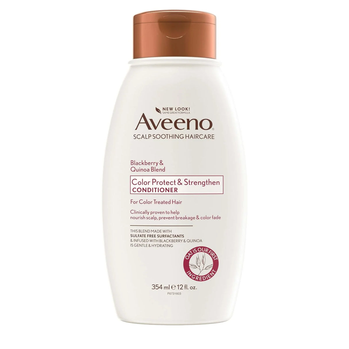 Aveeno Blackberry & Quinoa Strengthening Conditioner for Color-Treated Hair, Moisturizing, Color-Protecting, 12 fl oz
