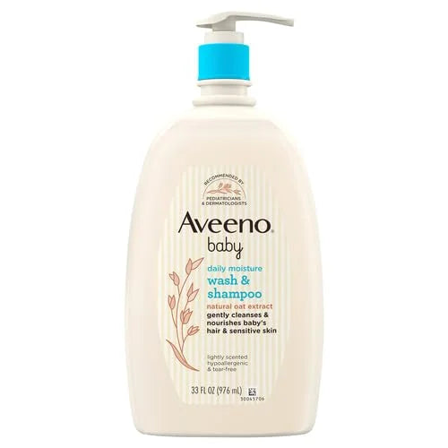 Aveeno Baby Daily Moisture Wash & Shampoo, Tear-Free, 18 fl. oz