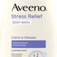 Aveeno Stress Relief Body Wash with Soothing Oat, Lavender, Chamomile & Ylang-Ylang Essential Oils, Dye- & Soap-Free Calming Body Wash for Shower Gentle on Sensitive Skin, 12 fl. oz