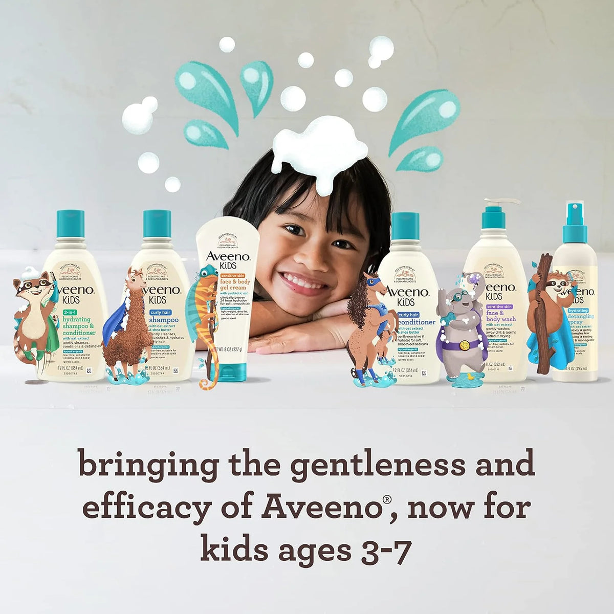 Aveeno Kids Sensitive Skin Face & Body Wash With Oat Extract, 18 fl. Oz with Aveeno Sensitive Skin Face & Body Gel Cream for Kids with Prebiotic Oat, 8 oz