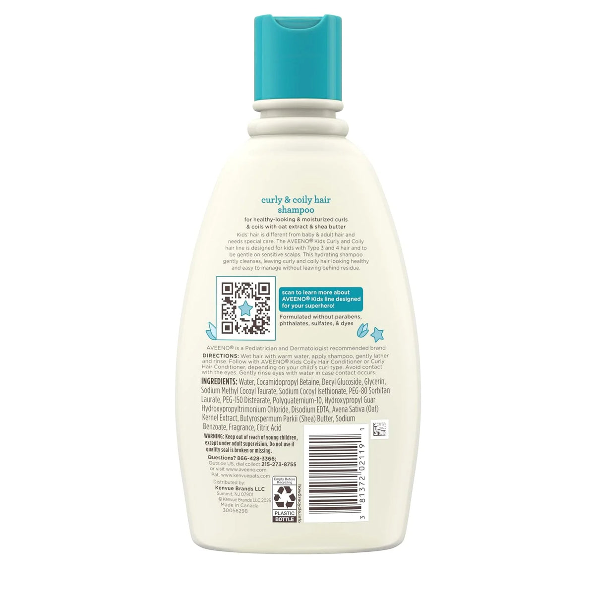 Aveeno Kids Curly & Coily Hair Shampoo, 12 fl. oz