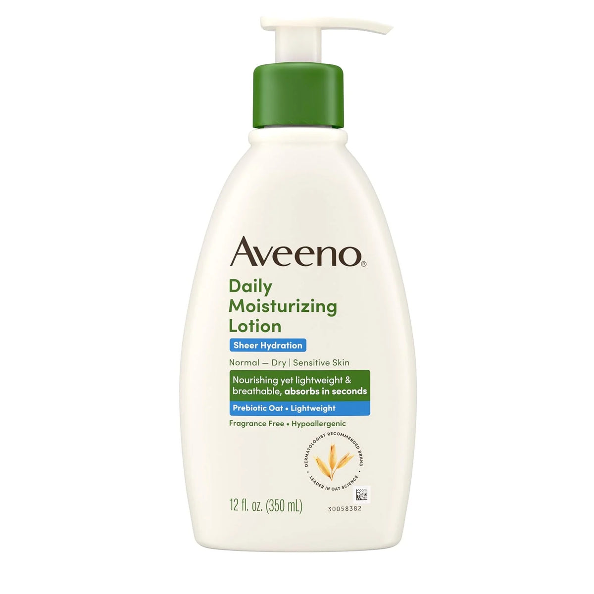 Aveeno Sheer Hydration Fragrance-Free Daily Moisturizing Lotion with Prebiotic Oat for Dry Skin, Lightweight, Fast-Absorbing Body Moisturizer Nourishes Skin with 48-hour Moisture, 18 fl oz (Pack of 2)