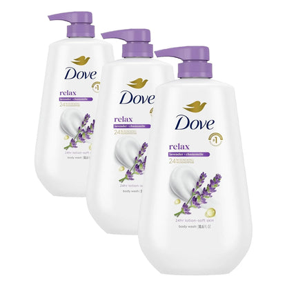 Dove Body Wash Relax Lavender Oil & Chamomile Pump, Sulfate Free, 30.6 Fl Oz (Pack of 3)
