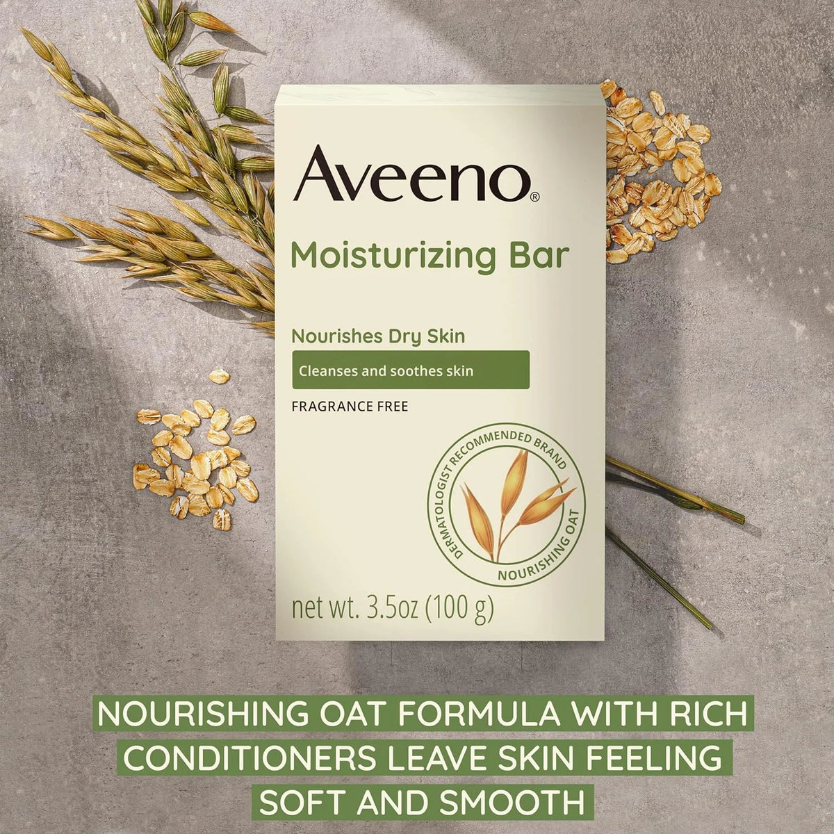 AVEENO Naturals Moisturizing Bar for Dry Skin 3.50 oz (Pack of 8)