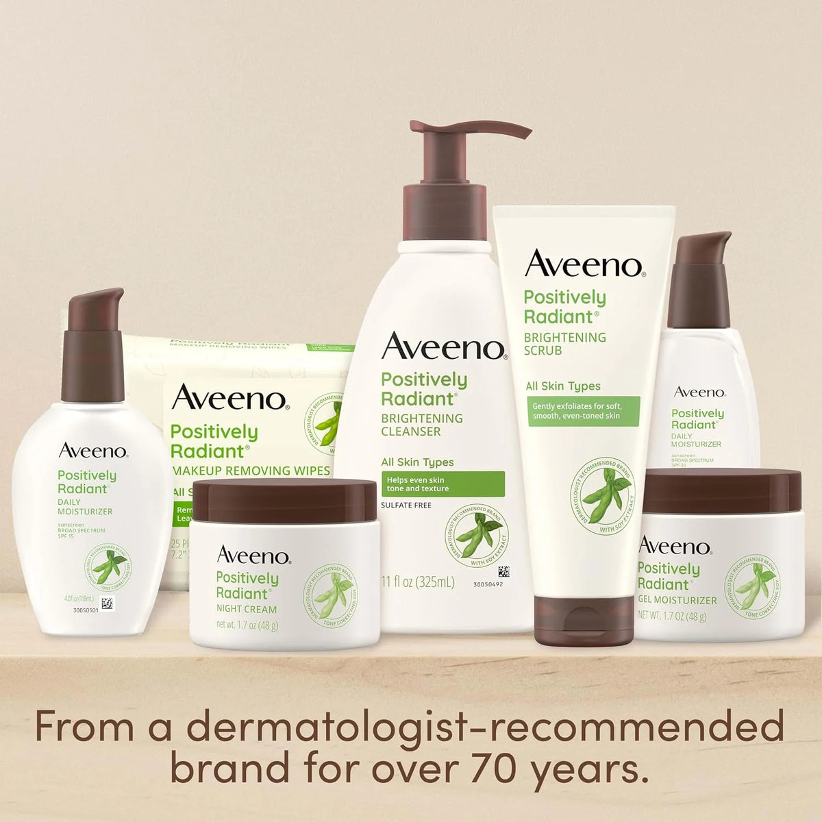 Aveeno Positively Radiant Skin Brightening Exfoliating Daily Facial Scrub, Moisture-Rich Soy Extract, helps improve skin tone & texture, Oil-& Soap-Free, Hypoallergenic, Travel Size, 2 oz, (Pack of 2)