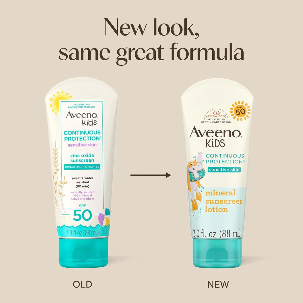 Aveeno Kids Sunscreen Lotion, Broad Spectrum, SPF 50, 3 Fl Oz (Pack of 12)