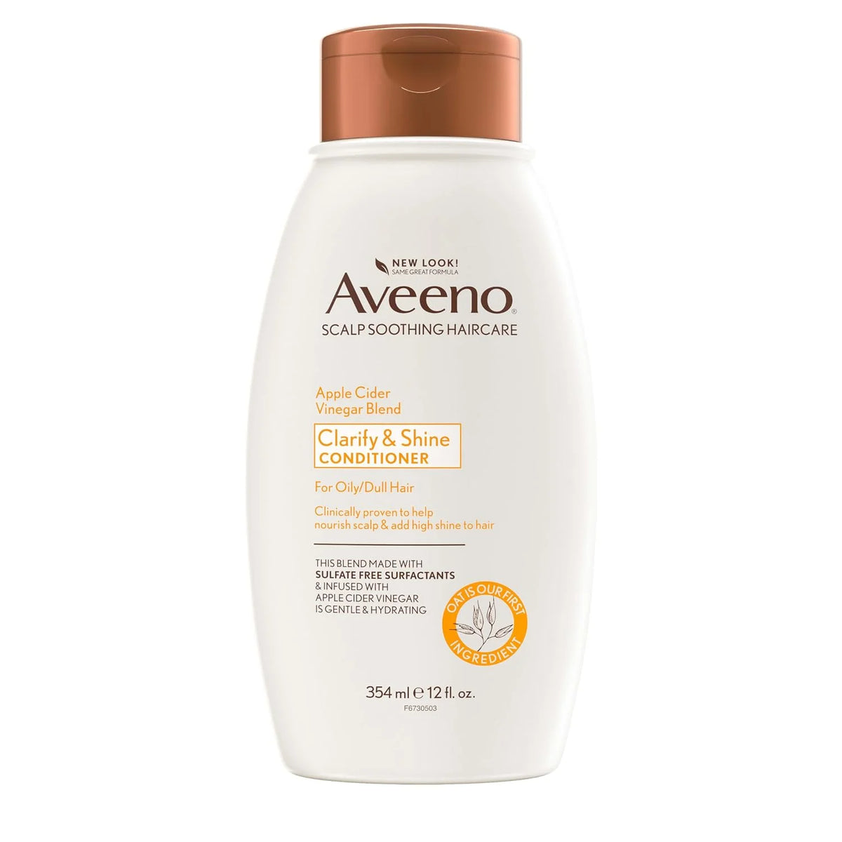 Aveeno Apple Cider Vinegar Sulfate-Free Conditioner for Balance & High Shine, Daily Moisturizing & Scalp Soothing Conditioner for Oily or Dull Hair, Paraben & Dye-Free, 12oz (Pack of 2)