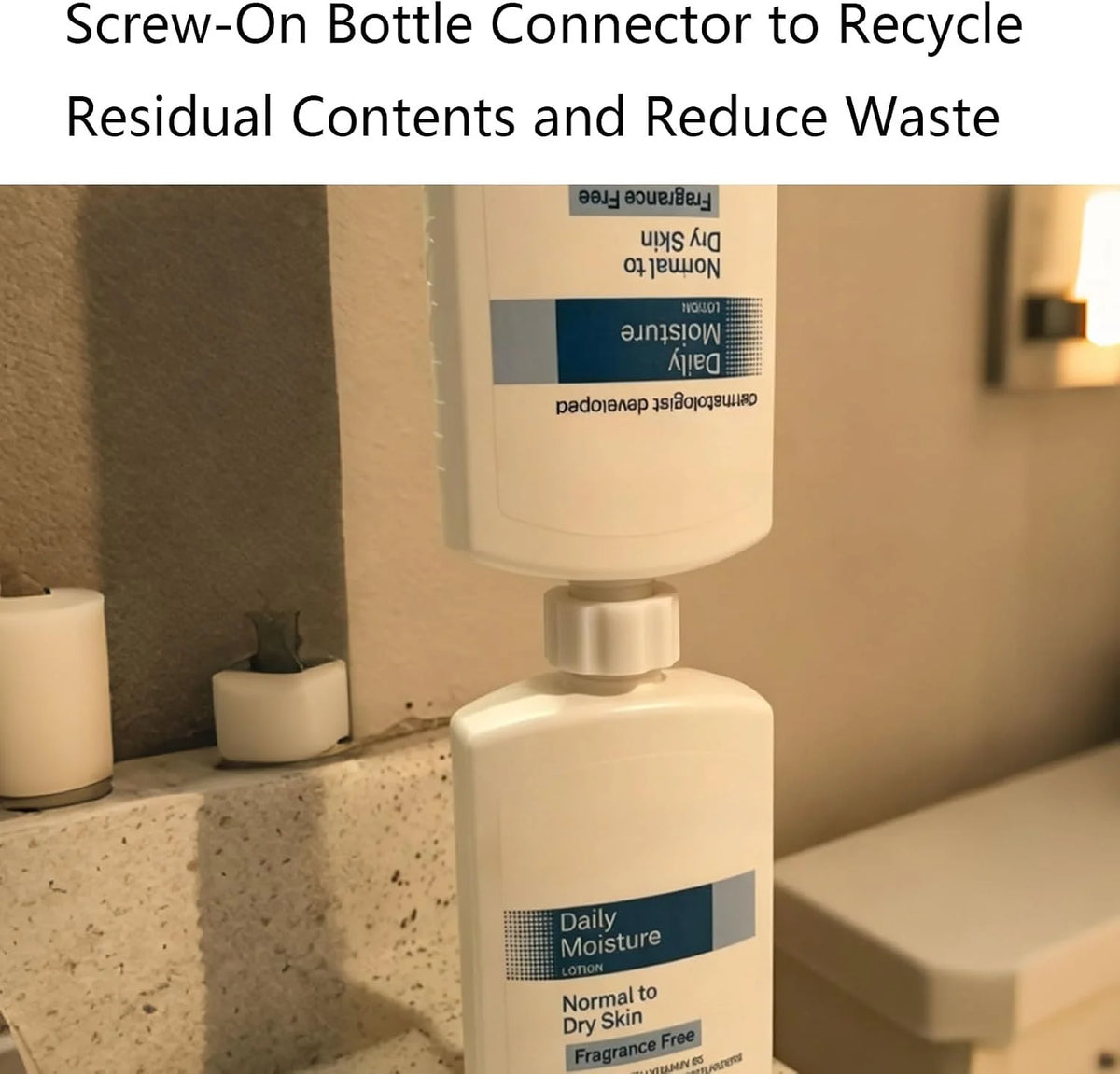 Lotion Coupling Connector, Transfer Adapter for Aveeno, Curel Standard Lotion, Screw‑On Coupling Fitting to Recycle Residual Contents and Reduce Waste