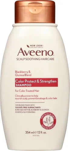 OGX Aveeno Color Protect Strengthen+ Blackberry Quinoa Shampoo, Fresh, 12 Fl Oz