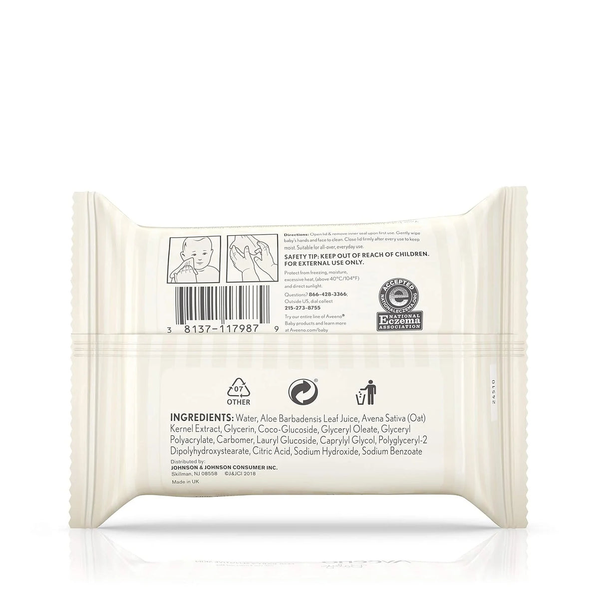Baby Hand & Face Wipes, 25 Disposable Wipes, Aveeno