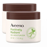 Aveeno Positively Radiant Daily Gel Facial Moisturizer with Hyaluronic Acid & Tone-Correcting Soy,Hydrating & Brightening Gel Face Cream Evens Skin Tone-& Texture,Hypoallergenic,1.7 oz,(Pack of 2)