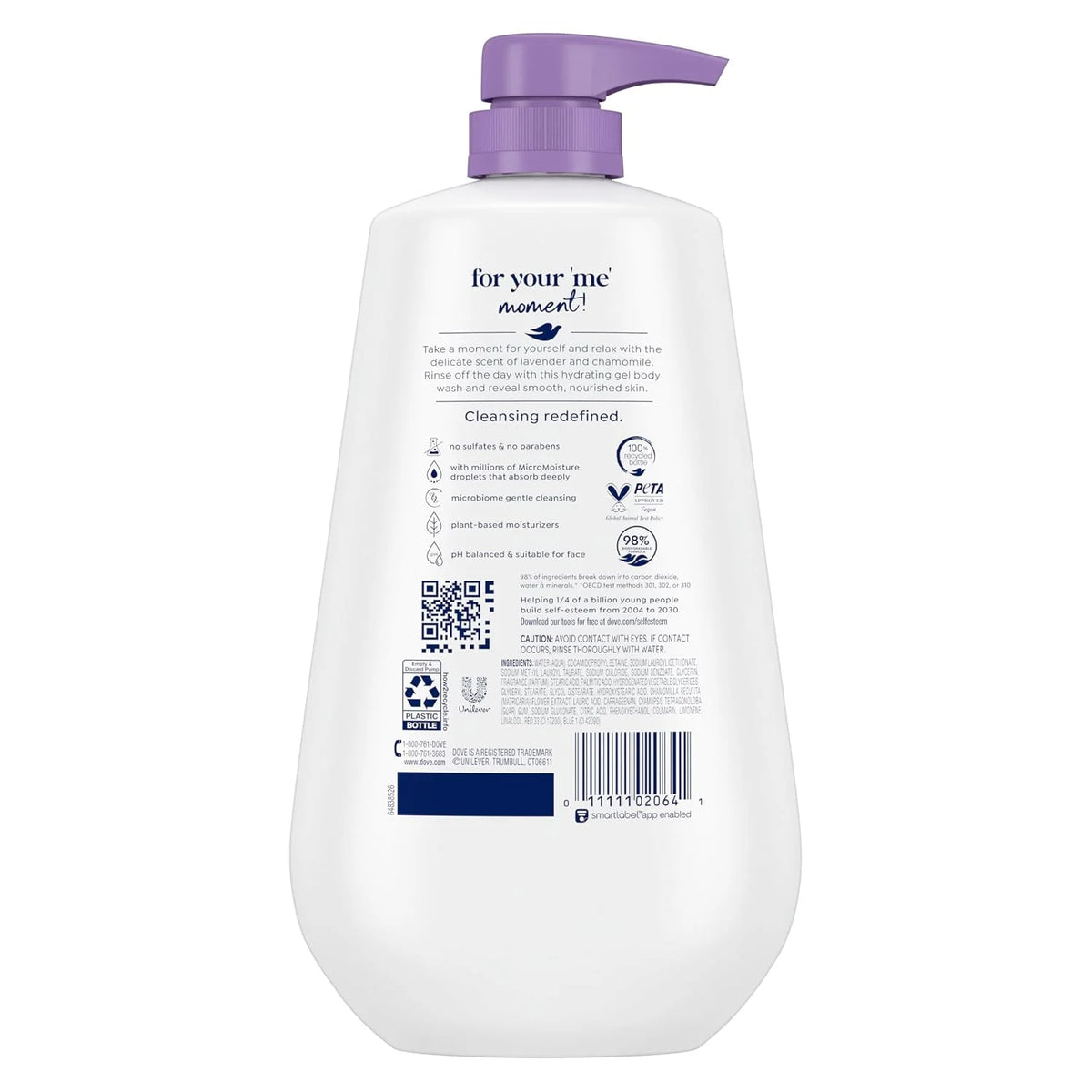 Dove Body Wash Relax Lavender Oil & Chamomile Pump, Sulfate Free, 30.6 Fl Oz (Pack of 3)