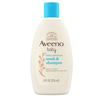 Aveeno Baby Daily Moisture Body Wash & Shampoo, Lightly Scented, 8 fl oz