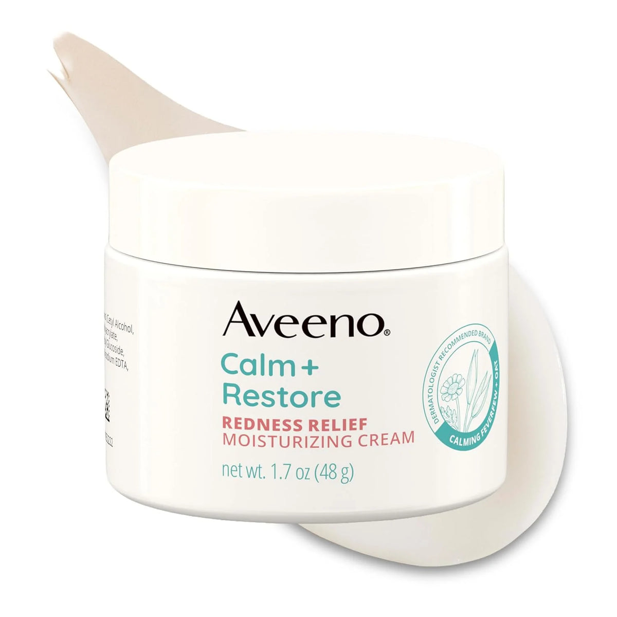 Aveeno Calm + Restore Facial Moisturizer Face Cream for Redness Relief, Non-Comedogenic, Ceramide & Vitamin B5, Hydrating for Dry, Sensitive Skin, Hypoallergenic, Fragrance-Free, 1.7 oz (Pack of 12)
